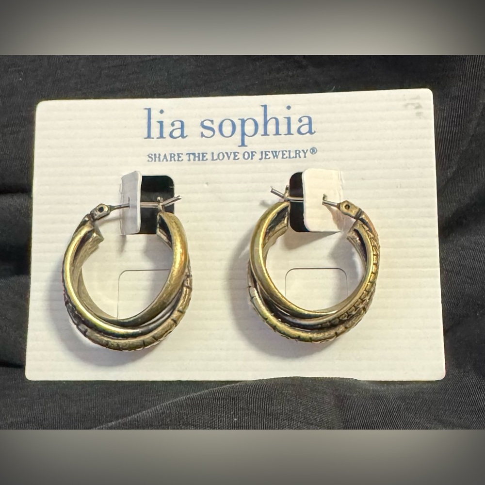 Lia Sophia Dual-Tone Intertwined Textured Hoop Earrings